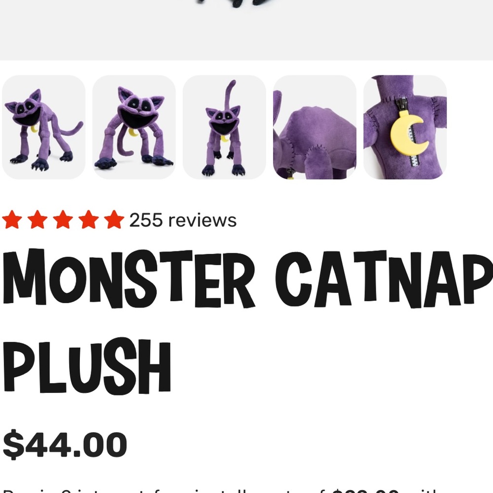Mob Entertainment Official Poppy Playtime NWT sealed Monster Cat Nap plush 18”💜 - Picture 9 of 14